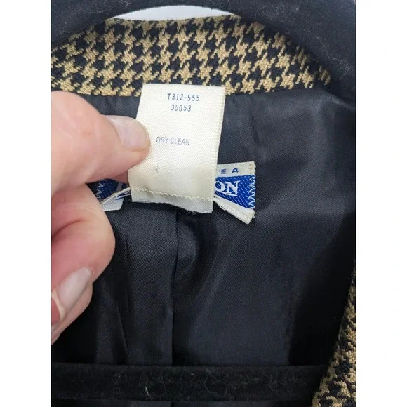 Vintage Pendleton Wool Blend Blazer Women 12 Classic Houndstooth Academia Office - Picture 7 of 9
